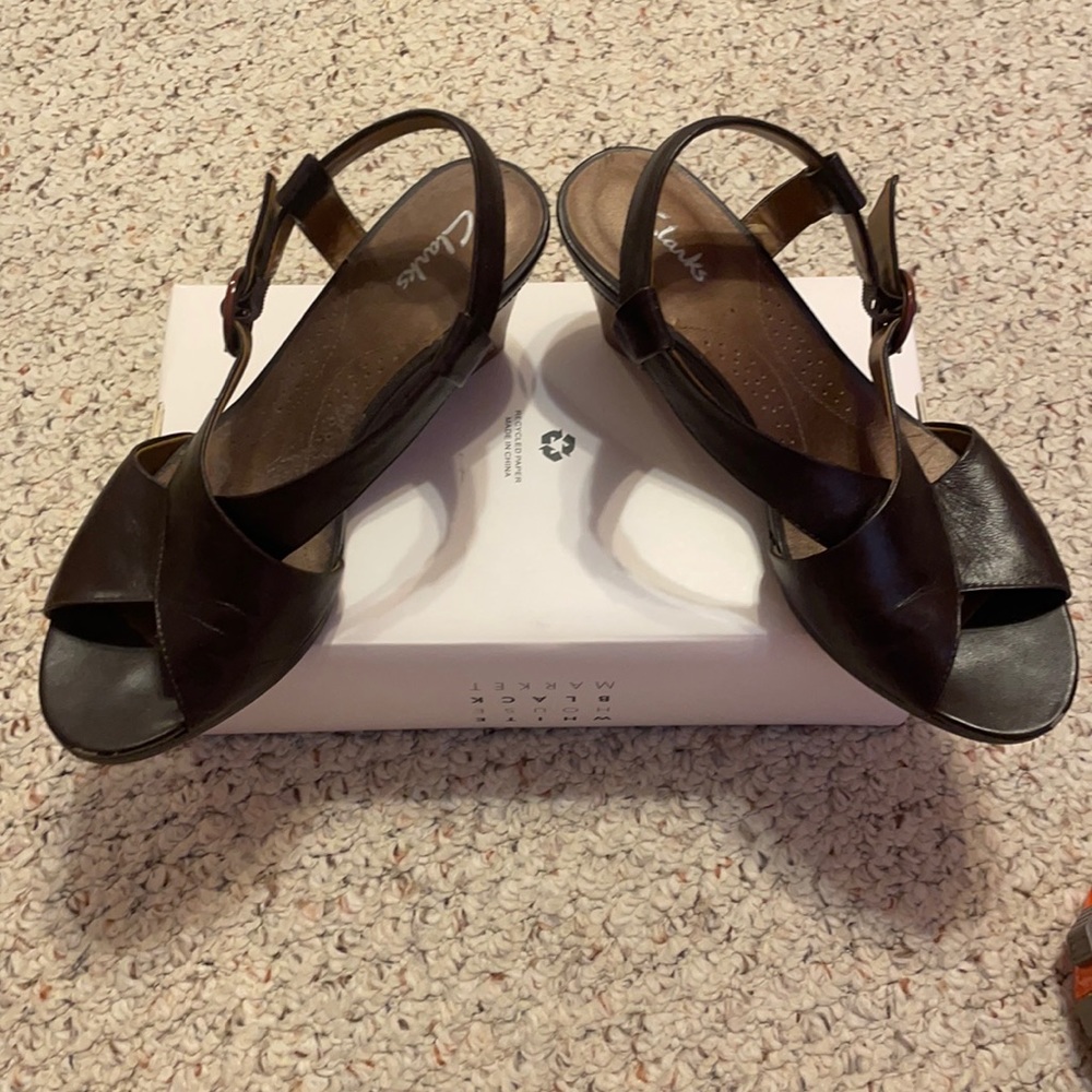 Clarks wedge sandal.